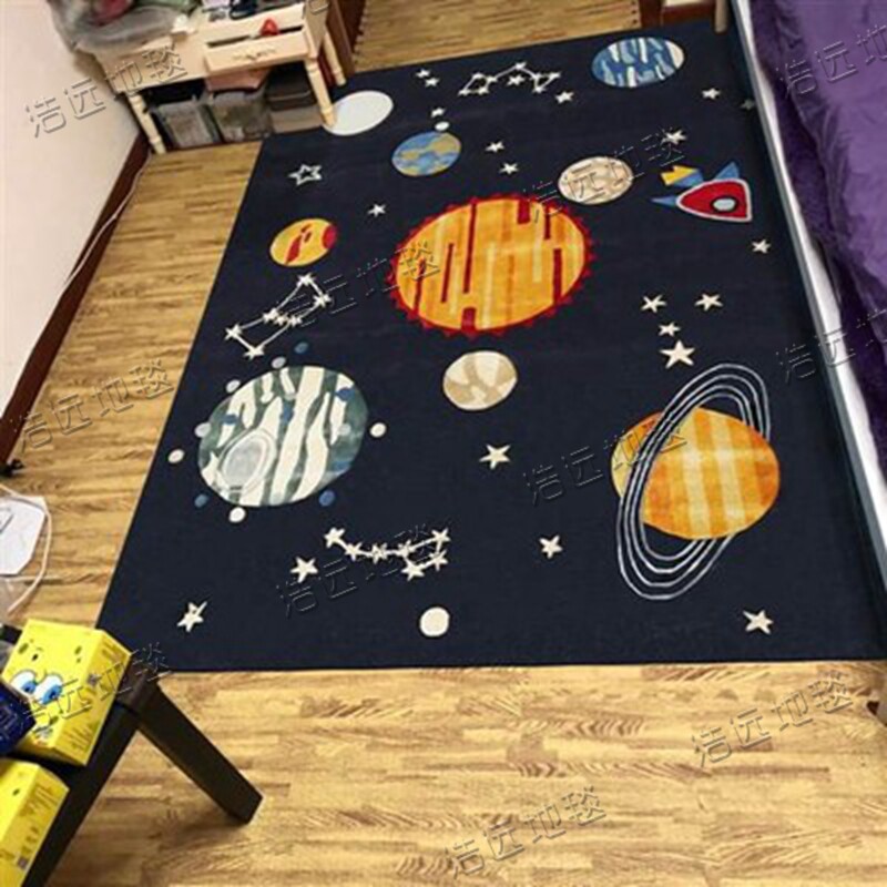 Cute blue planet children's cartoon kindergarten early education reading area living room bedroom study handmade carpet customization