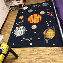 Cute Blue Planet Children Cartoon Kindergarten Early Education Reading Area Living Room Bedroom Book House Handmade Carpet Custom
