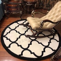 Fashion Eurostyle Chinese Black And White Plaid Round Carpet Living Room Tea Table Sofa Bedroom Bedside Handmade Carpet Custom