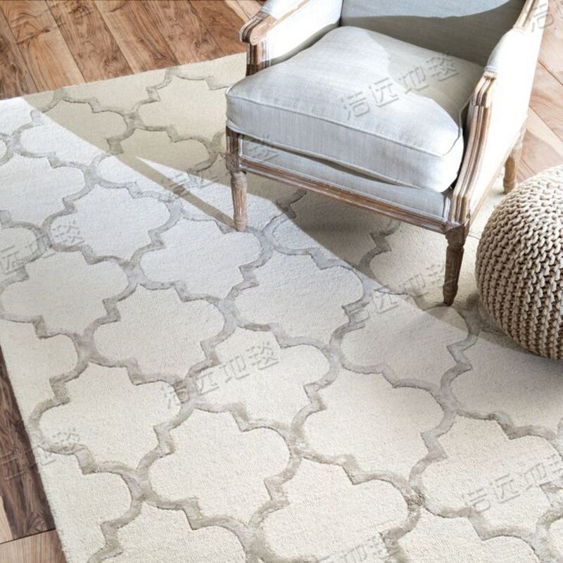 Modern lattice American light luxury model room carpet living room sofa coffee table bedroom bedside study handmade carpet