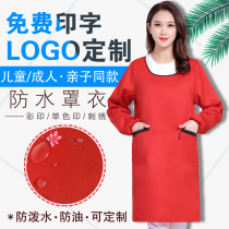 Overcoat Adult long sleeve adult women fashion home kitchen waterproof and oil-proof childrens apron custom LOGO overalls