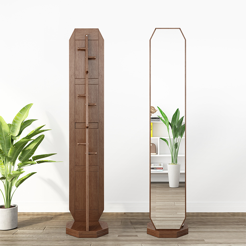 Mirror Whole-body Solid Wood Whole-body Mirror Profiled Landing Bedroom Home Small Family Type Swivel Cloister Frame Full Body Mirror Integrated Whole Body Mirror Integrated Body Mirror Body