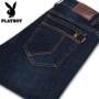 Kéo dài mùa thu và mùa đông Quần jeans Playboy nam rộng thẳng giản dị 2018 mới mùa thu và quần dày nam quần áo thể thao