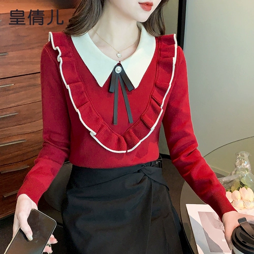 Кукла, демисезонный модный трикотажный удерживающий тепло базовый приятный телу свитер, кукольный воротник, 2025 года, новая коллекция, в западном стиле