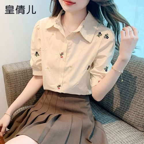 Рубашка, летняя летняя одежда, воротник поло, короткий рукав, 2024 года, оверсайз