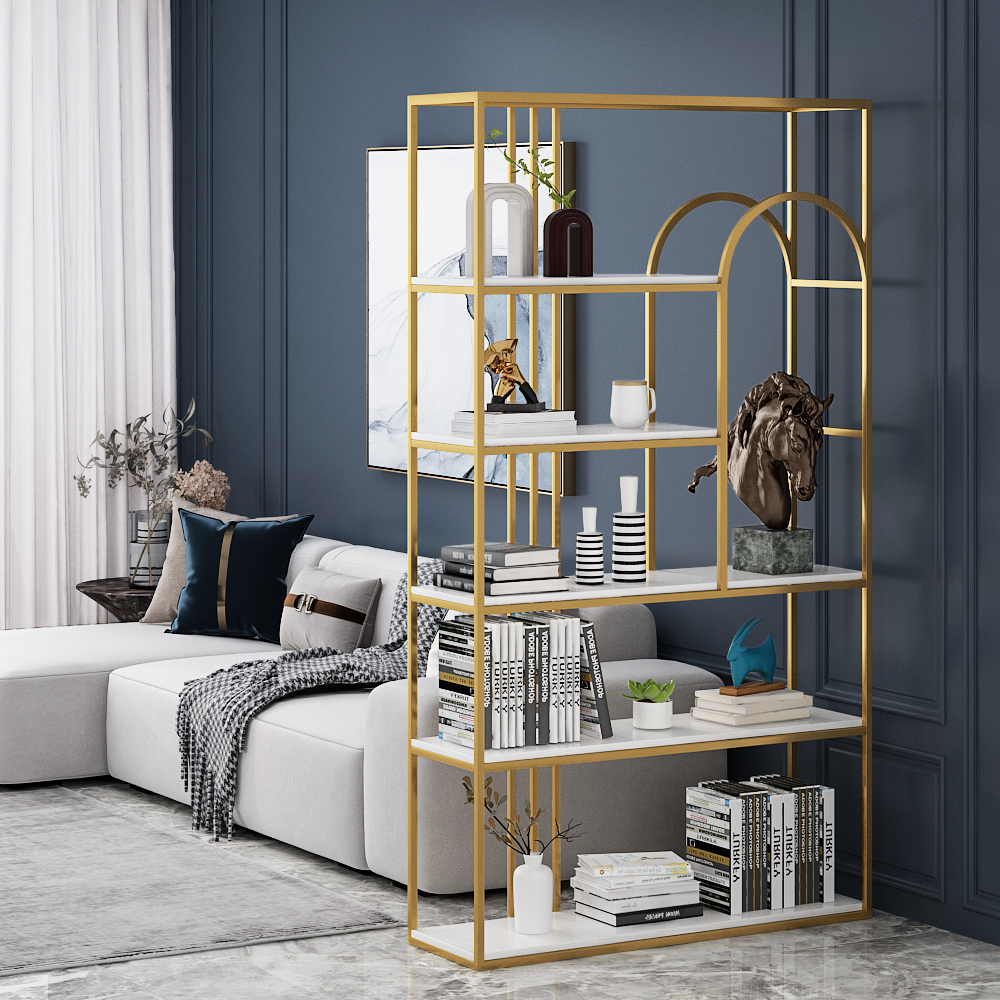 Nordic partition shelf bookshelf living room floor office porch iron partition multi-layer light luxury decoration loft