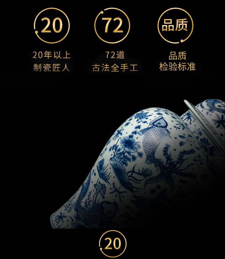 Better sealed up with jingdezhen ceramic vase furnishing articles sitting room new Chinese blue and white month have fish fish algae general tank