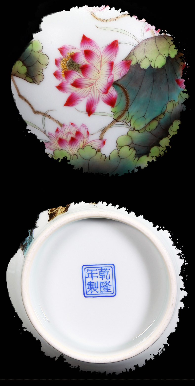 Ning hand - made antique vase seal up with jingdezhen ceramic furnishing articles pomegranate tree peony nine peach lotus pattern caddy fixings