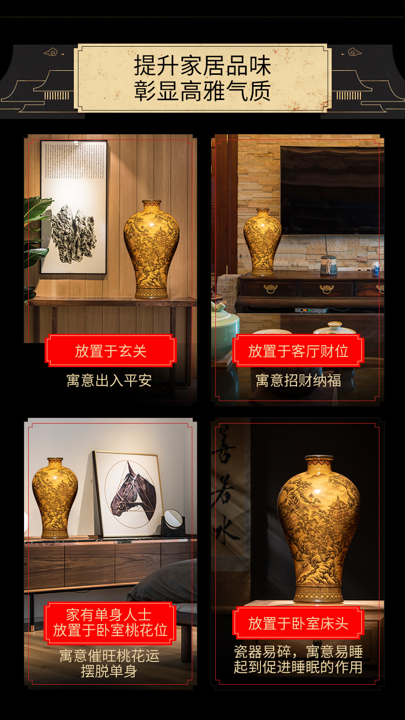 Ning hand - made antique vase seal up with jingdezhen ceramic bottle vase furnishing articles of sitting room color ink pavilions mei bottles