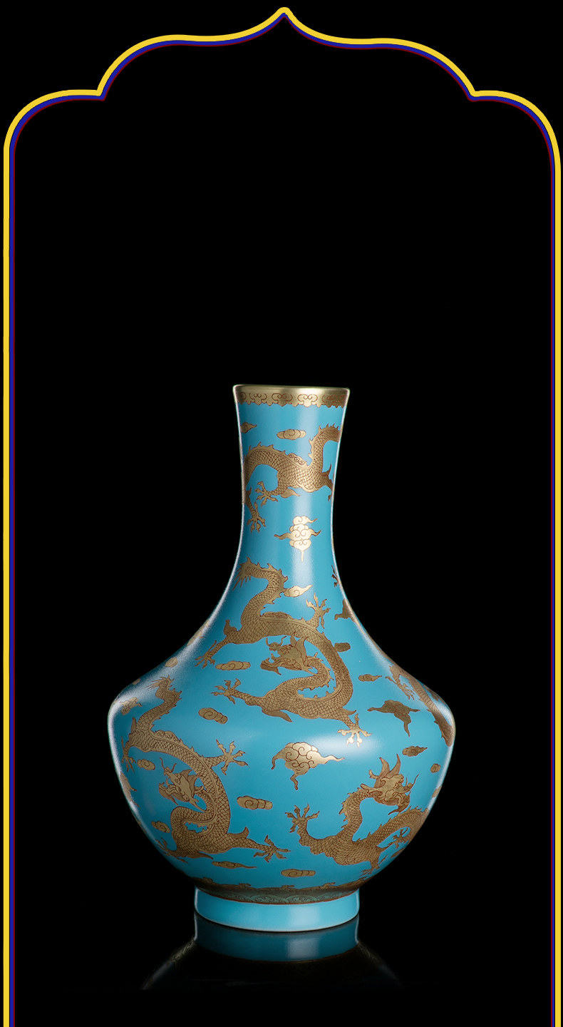 Ning seal see dragon up with jingdezhen ceramic vase in the sitting room is antique Chinese style furnishing articles rich ancient frame decorate a flask