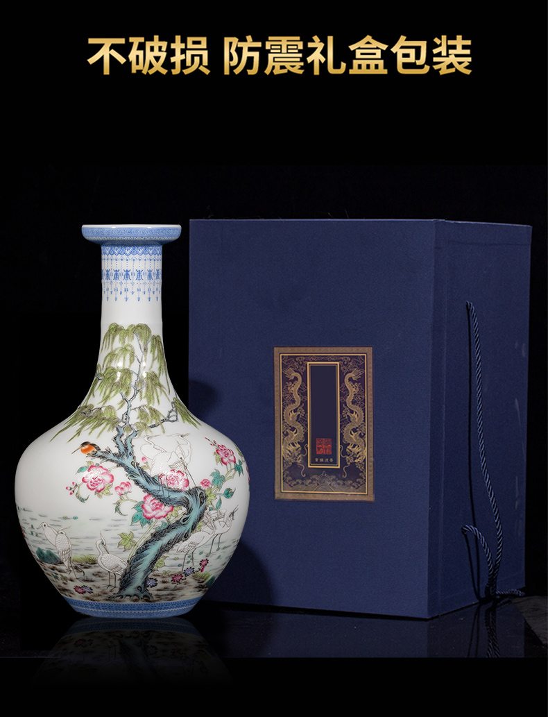 Ning hand - made antique vase seal up with jingdezhen ceramic bottle vase furnishing articles powder enamel grain dish sitting room design