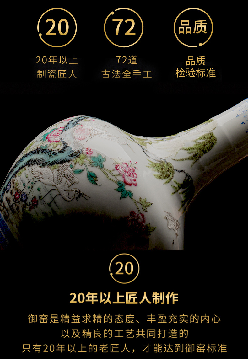 Ning hand - made antique vase seal up with jingdezhen ceramic bottle vase furnishing articles powder enamel grain dish sitting room design