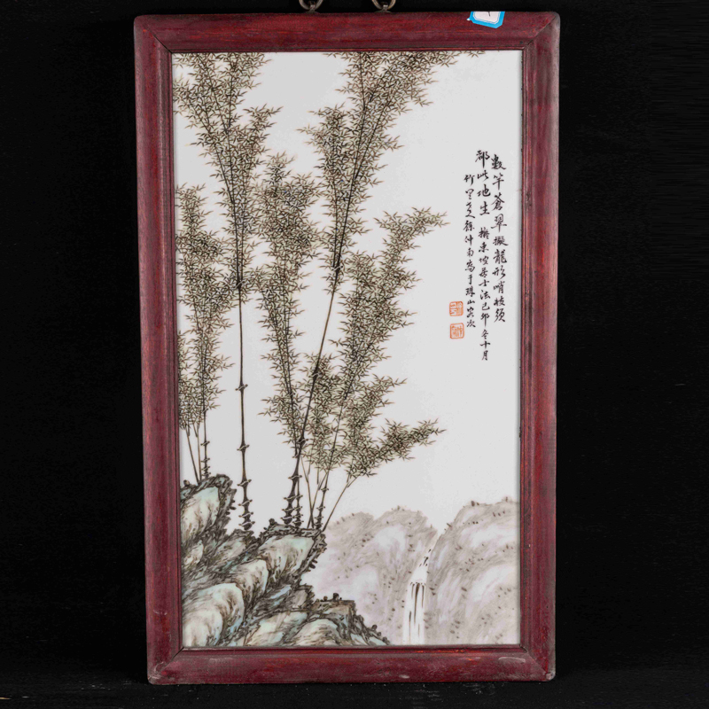 Pastel peace porcelain plate painting bamboo