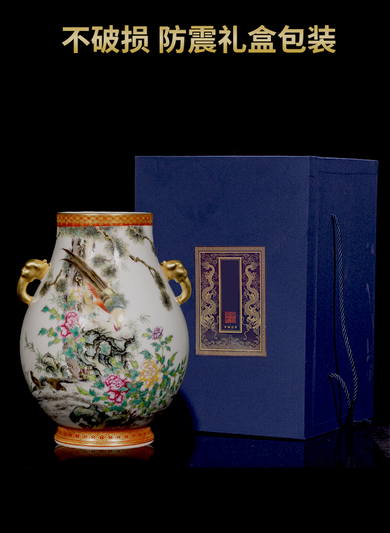 Ning hand - made antique vase seal up with jingdezhen ceramic bottle furnishing articles sitting room peony double listen barrels of blue and white porcelain