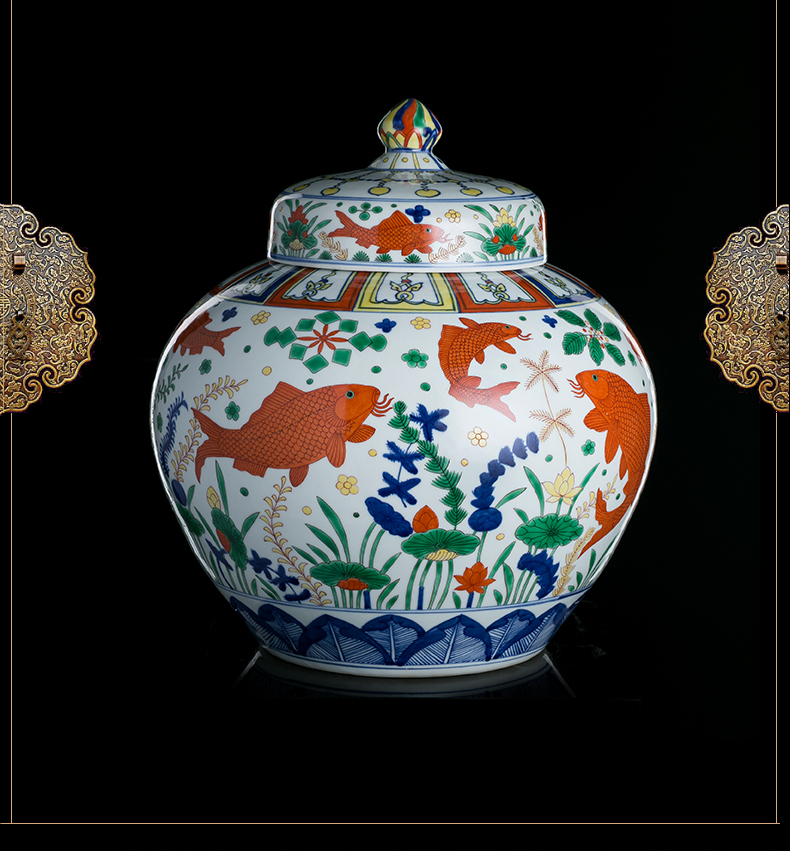 Better sealed up the hand - made big vase general blue and white porcelain jar of archaize sitting room place jingdezhen ceramic decorations