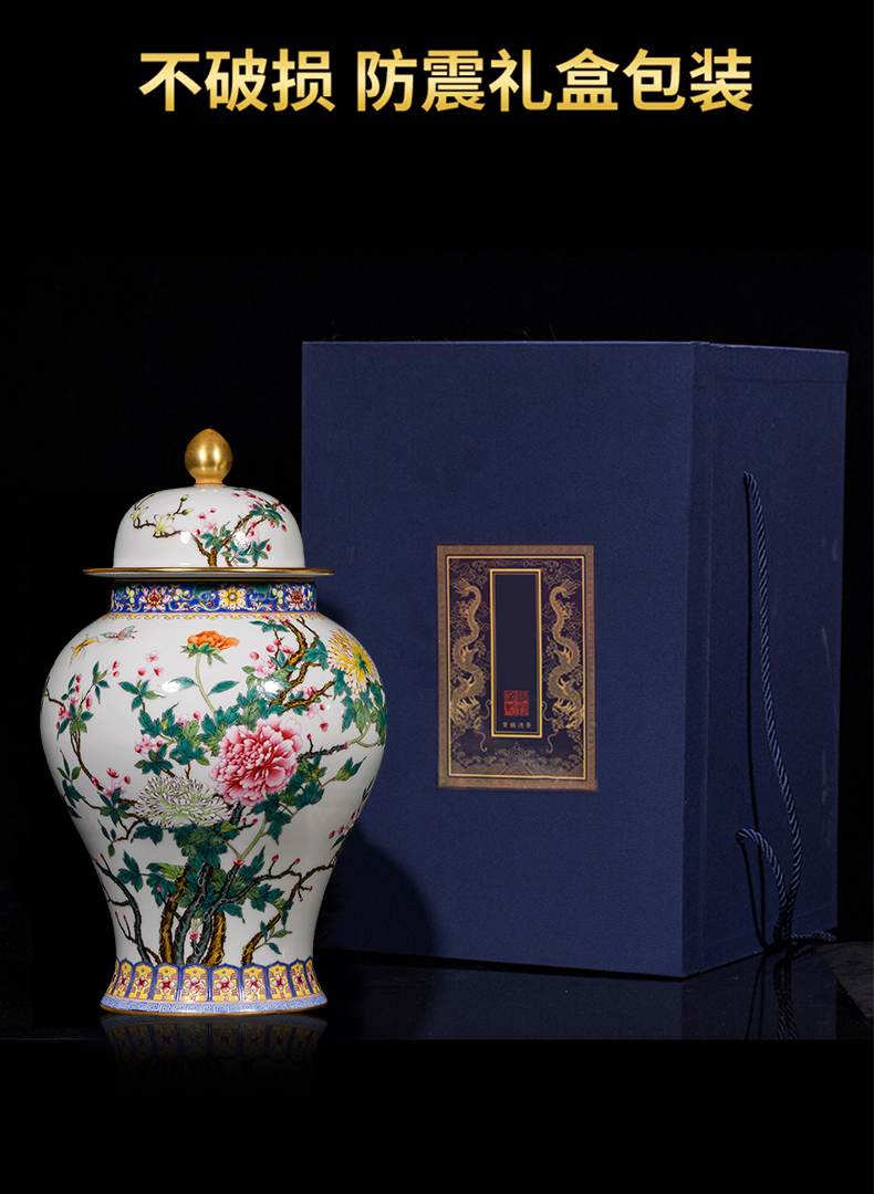 Ning hand - made antique vase seal up with jingdezhen ceramic bottle general colored enamel pot sitting room place, a large storage tank