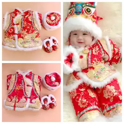 Baby girl Tang suit 0-1-2 years old children's autumn and winter long sleeve suit Chinese style winter boy boy ancient costume Hanfu