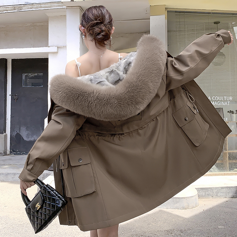 Parka for Women, 2025 New Winter Model, Petite Size, Detachable Mink Fur Lining, Real Fur, Large Size, Mid-Length Fur Coat
