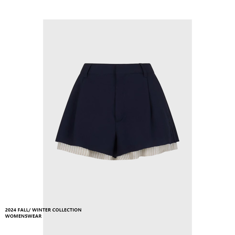 Forever 21 Casual Shorts Summer New High-Waisted Slimming Design Hot Girl Casual A-Line Patchwork Straight Pants