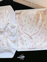 Sleepwear Woman Summer Style Ice Silk Thin short sleeves shorts trousers Three sets Broken Flowers Pure Desire to Sexy Lace Family Clothes