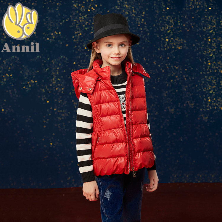 Annai children's clothing girls' autumn and winter clothing with hood down vest vest jacket jacket AG842630 special price