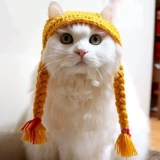 Шапка, аксессуар для волос, трикотажный шерстяной милый шлем с косичкой