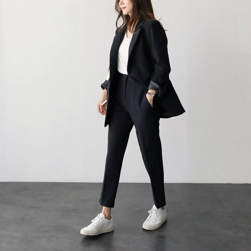 Классический костюм, комплект, осенняя куртка для отдыха, штаны, в корейском стиле