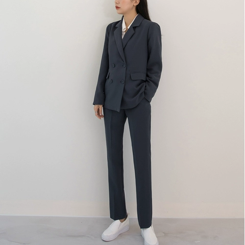 Классический костюм, осенний комплект, пиджак классического кроя, коллекция 2021, в корейском стиле