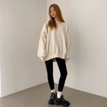 Round neck sweater women loose Korean version lazy wind 2021 new medium-long student top spring and autumn thin section sweater