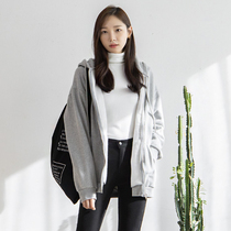 Sweater female hooded student top cardigan jacket 2021 spring and autumn thin section Korean version of the tide of the new loose autumn and winter velvet