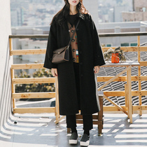 Woolen coat women long woolen coat over the knee Korean version of 2021 autumn and winter New loose College wind wool coat