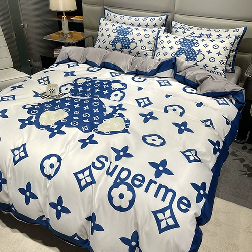 Шелковый шелковистый комплект, пододеяльник, простыня, легкий роскошный стиль, 4 предмета