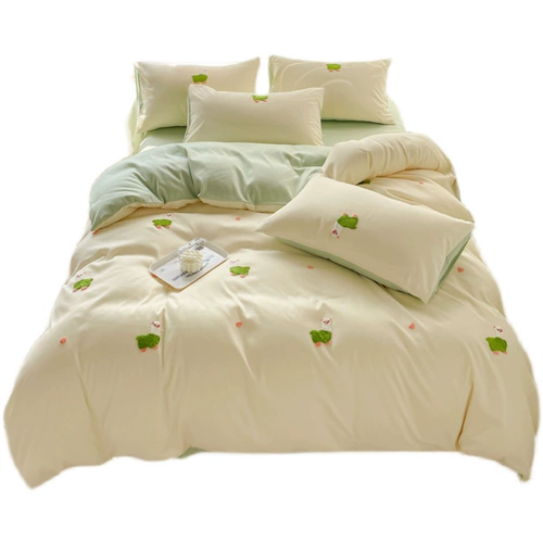 Брендовый корейский свежий хлопковый мультяшный комплект, пододеяльник, простыня, 4 предмета