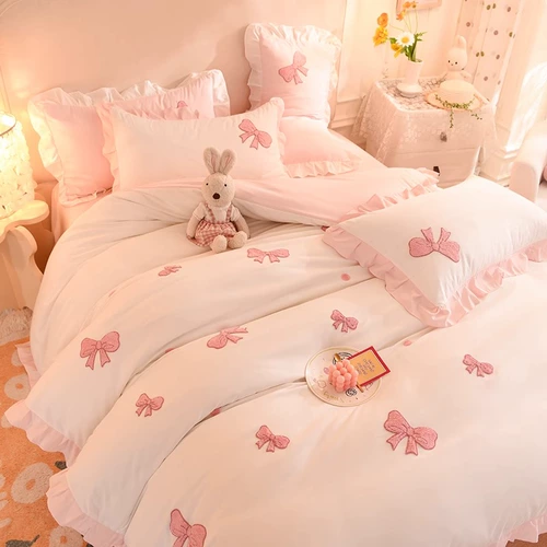Хлопковый свежий комплект, одеяло, пододеяльник для принцессы, простыня, 4 предмета