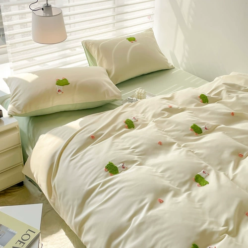 Брендовый корейский свежий хлопковый мультяшный комплект, пододеяльник, простыня, 4 предмета