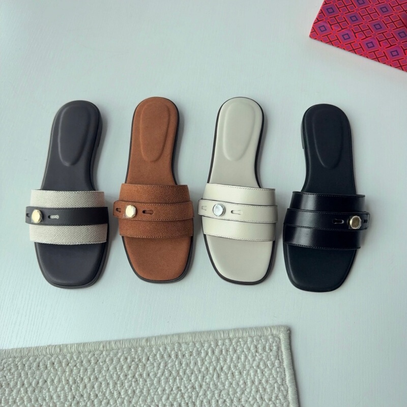 Tb Lambskin Sandals for Women, Fashionable and High-End, Trendy and Stylish, Casual and Trendy, 2026 Summer New Flat Style