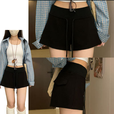 Black fashion ant waist slimming hot pants for women 2026 new style, relaxed and versatile yoga pants