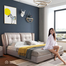 Nordic leather bed master bedroom Italian leather bed 1 8m soft bed simple modern wedding bed double bed soft pack bed