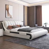 Leather bed 1 8m double wedding bed master bedroom modern minimalist tatami soft foreskin bed bedroom furniture
