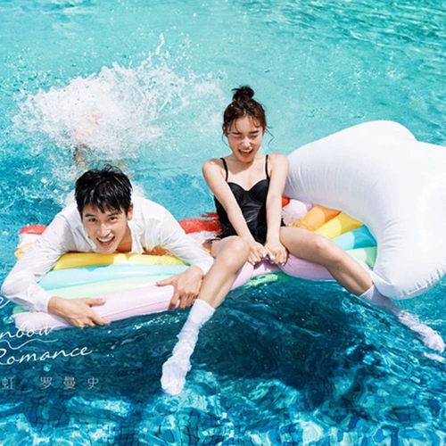 Разноцветный радужный надувной водный плавательный круг, надувная игрушка, популярно в интернете