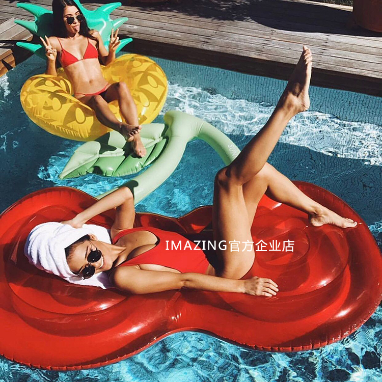 IMAZING chính hãng mới bơi vòng dứa hàng ghế tựa lưng có thể ngồi trên ghế bơm hơi nước lưới bơi vòng màu đỏ - Cao su nổi mua phao bơi cho bé