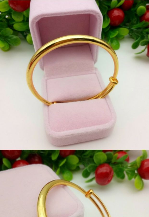 Việt Nam Shajin Glossy Mạ 24K Vòng đeo tay trượt cổ điển Khẩu độ vòng tròn hình trụ tròn bằng vàng nữ vòng daniel wellington 