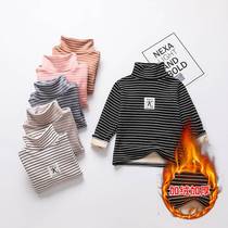 Children warm blouses with velvet thickened boy girls half-height collar undershirt to wear baby autumn and winter single piece of autumn clothes