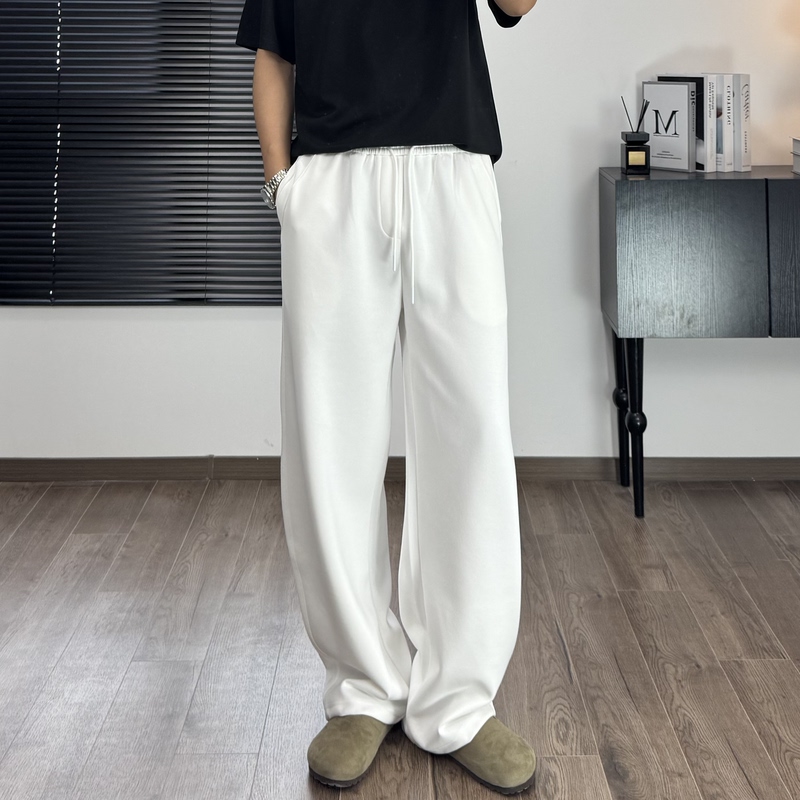 White Wide-Leg Loose Drapey Knife-Cut Sweatpants for Men, Autumn and Winter, Cool Korean Style, High-Waisted Long Pants, Casual Straight-Leg Pants White Wide-Leg Loose Drapey Knife-Cut Sweatpants for Men, Autumn and Winter, Cool Korean Style, High-Waisted Long Pants, Casual Straight-Leg Pants
