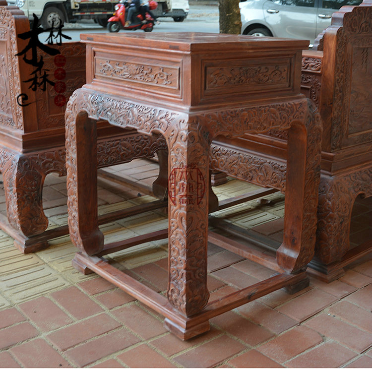 Chính hãng gỗ gụ gỗ nội thất sofa gỗ hồng mộc Miến gỗ thô thô sofa trái cây lớn gỗ hồng sắc sofa gỗ gụ - Bộ đồ nội thất kệ tivi phòng khách