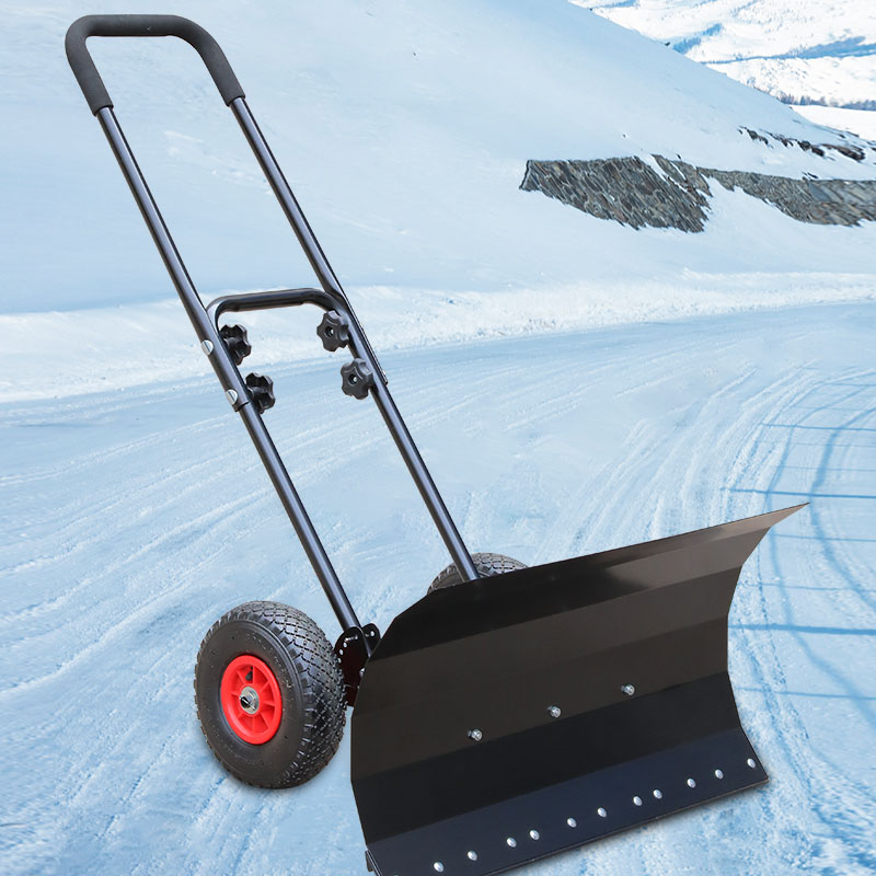 Wheeled push snowboard full steel push snow shovel road shovel snow tool with wheels shoveling snowboard sweeping snow trolley clear snowmobile