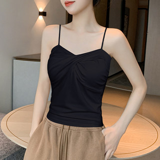 Black Camisole with Chest Pads for Women, 2026 New Style, Beautiful Back Design, Integrated Base Layer, Can Be Worn Outside, Stylish Top for Summer