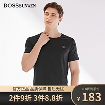 BOSSsunwen Bosshenwei Mens Short Sleeve Summer Leisure Sports Top Quick Dry Simple Slim T-Shirt Tide