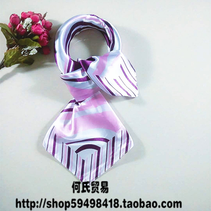 Positive Dress Silk Scarf Bank Hotel Uniform Professional scarf flight attendant to work Purple Striped Silk Scarf Saleswoman Scarves