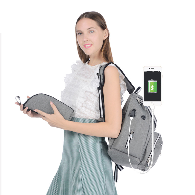 Double Shoulder Mommy Bag Multifunction USB Large Capacity Diaper Bag Mom Multipurpose Outdoor Parenting Tour Big